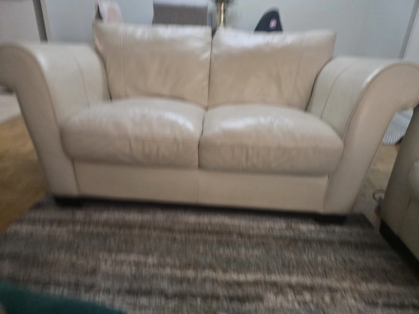 Cream Italian Leather Sofa and Loveseat Set - photo 3