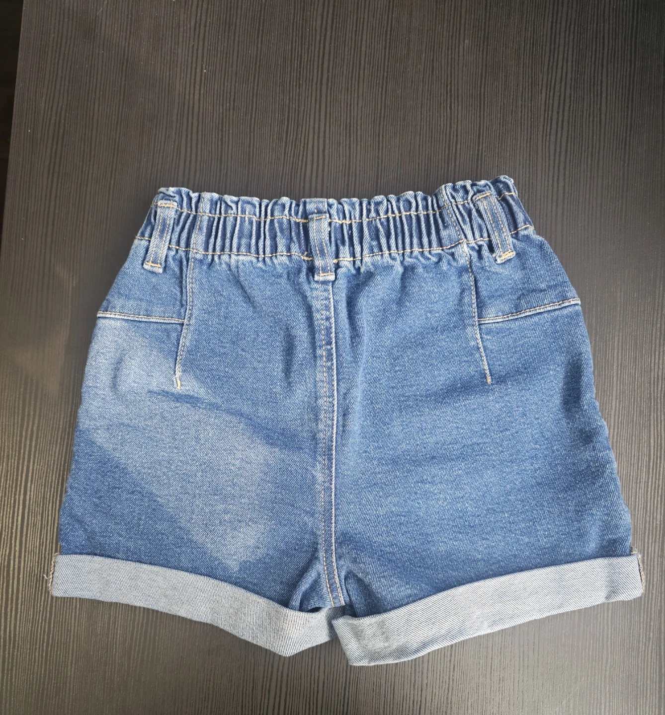 Blue Denim Jean Shorts with Elastic Waist - photo 2