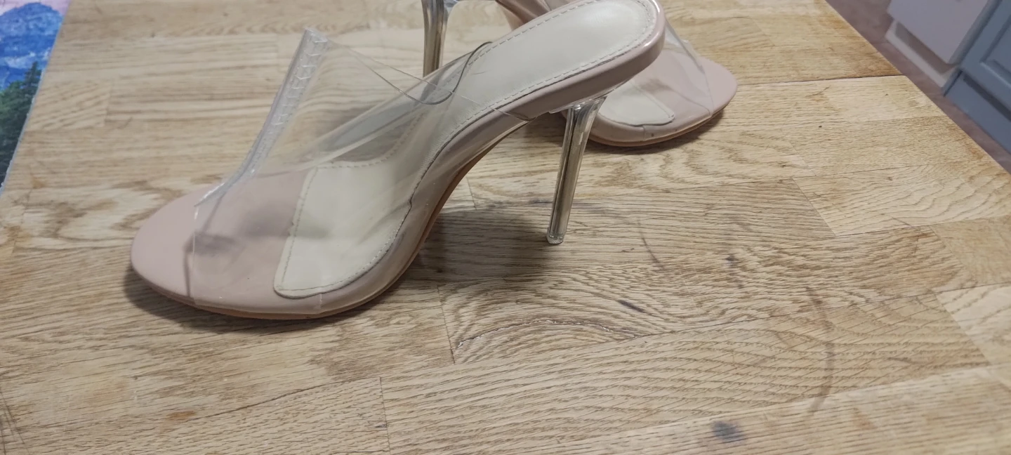 Clear Strap Heeled Mules - Nude - photo 5