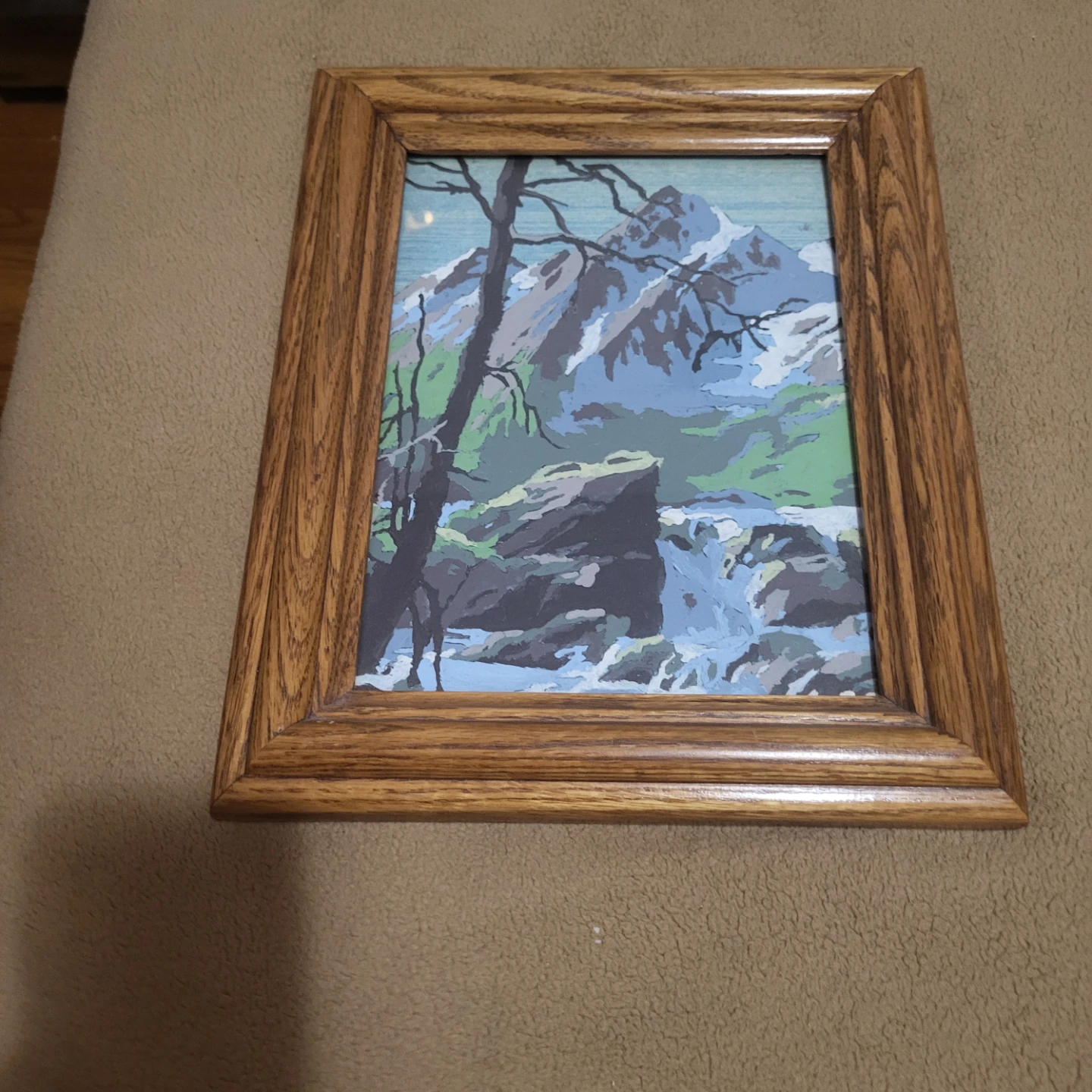 Framed Paint by Numbers Mountain Scene