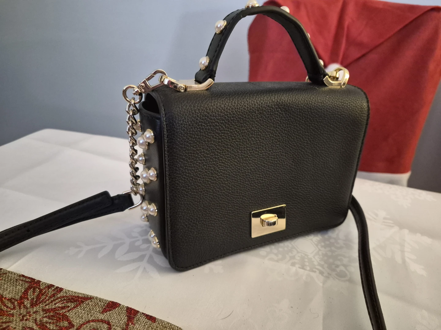 Kate Spade Black Leather Pearl Embellished Handbag - photo 2