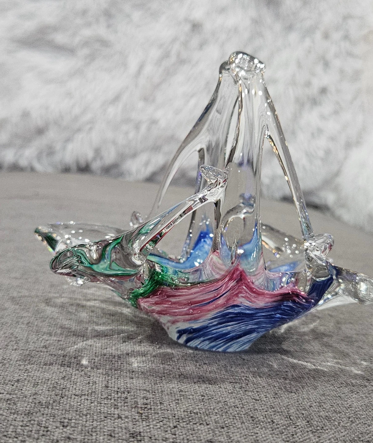 Hand Blown Art Glass Basket