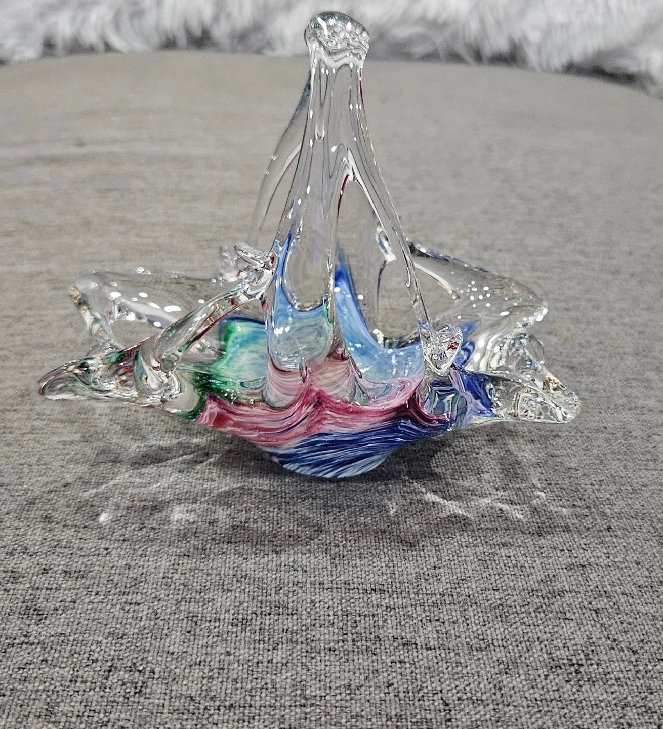 Hand Blown Art Glass Basket - photo 5