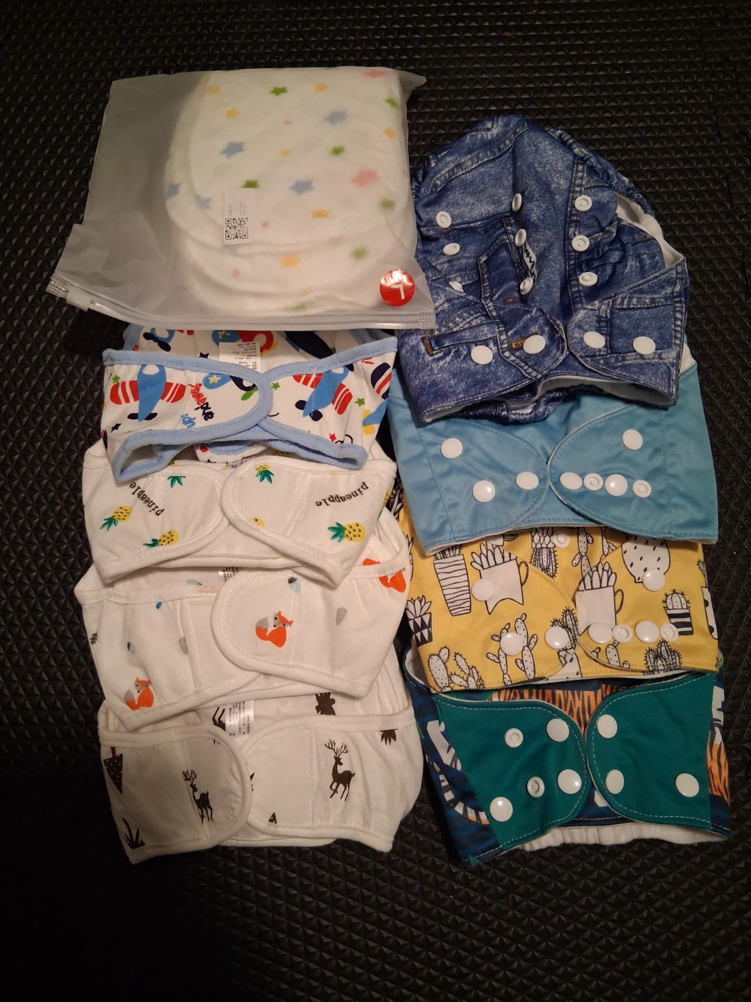8-Pack Reusable Cloth Diapers with Snap Closures & 10 Inserts