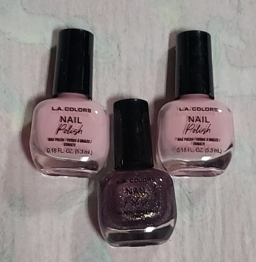3 L.A. Colors Nail Polish Bottles - Pink and Purple Glitter