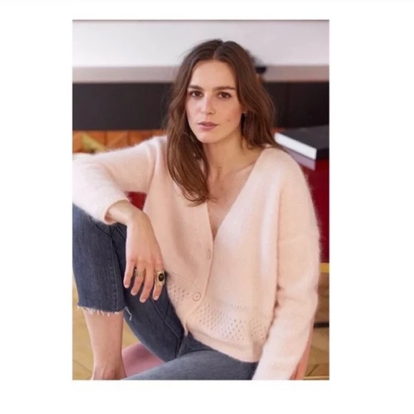 Sézane Pink Mohair Cardigan