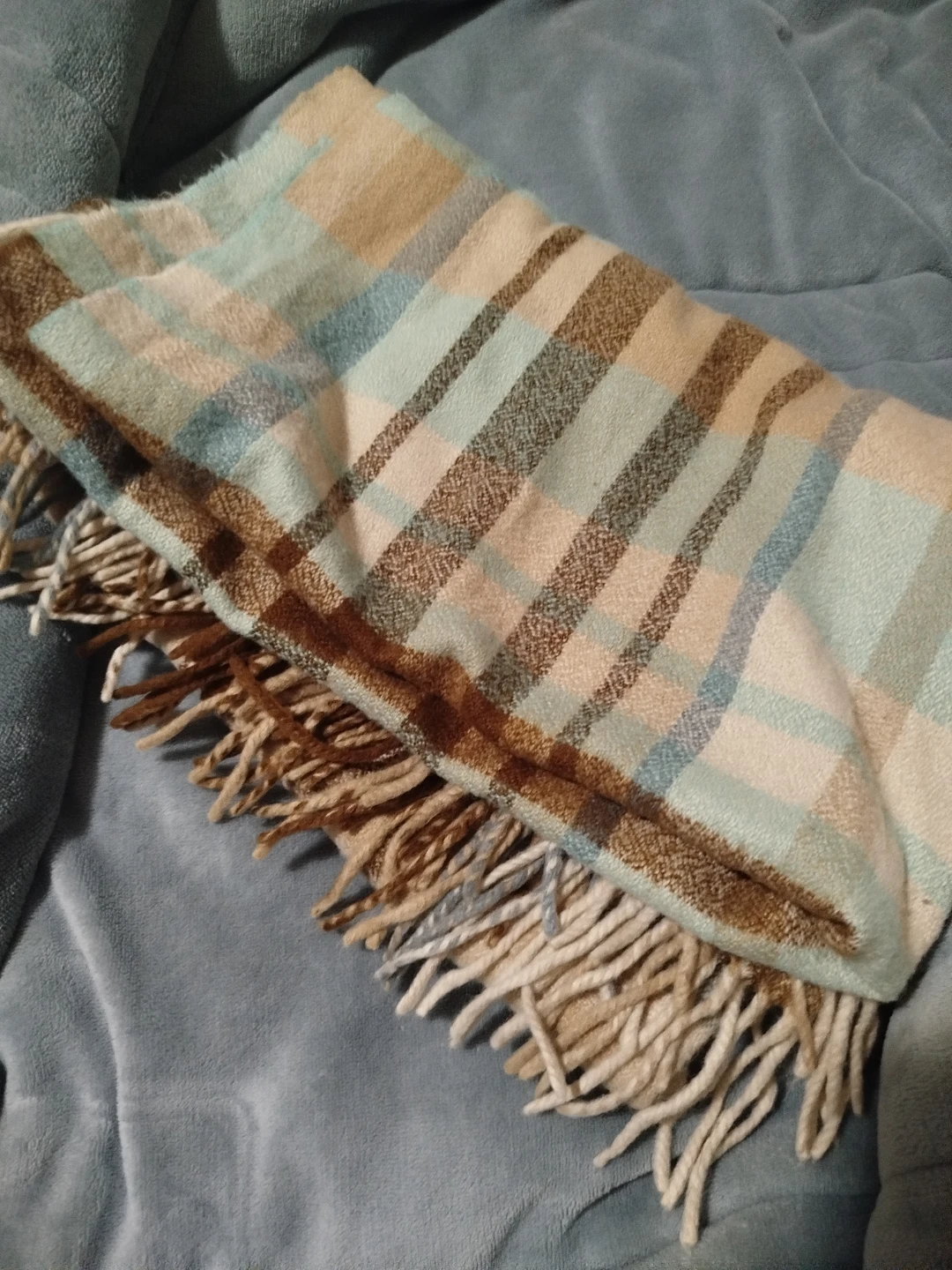 Checkered Throw Blanket with Fringe