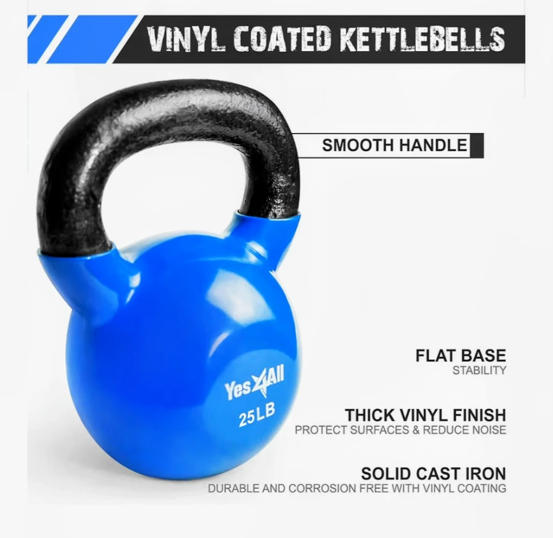 Yes4All 25lb Vinyl Coated Kettlebell - Blue - photo 2