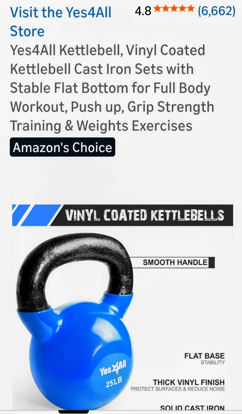 Yes4All 25lb Vinyl Coated Kettlebell - Blue - photo 3
