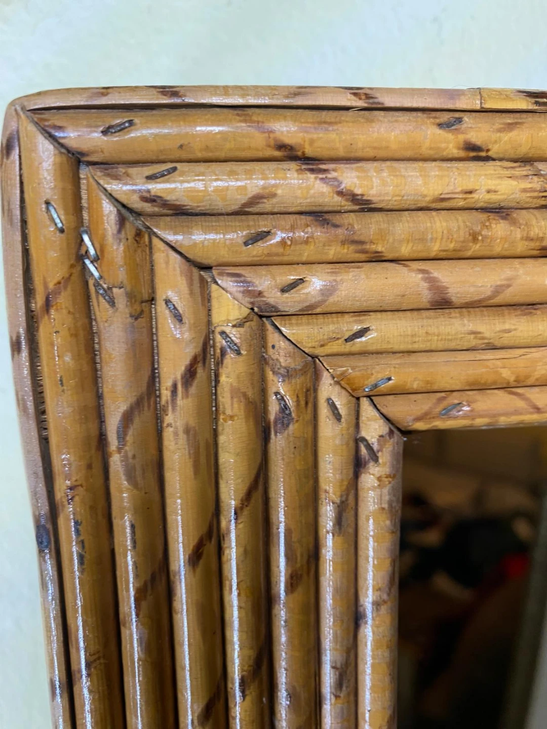 Vintage Rattan Framed Wall Mirror - photo 3
