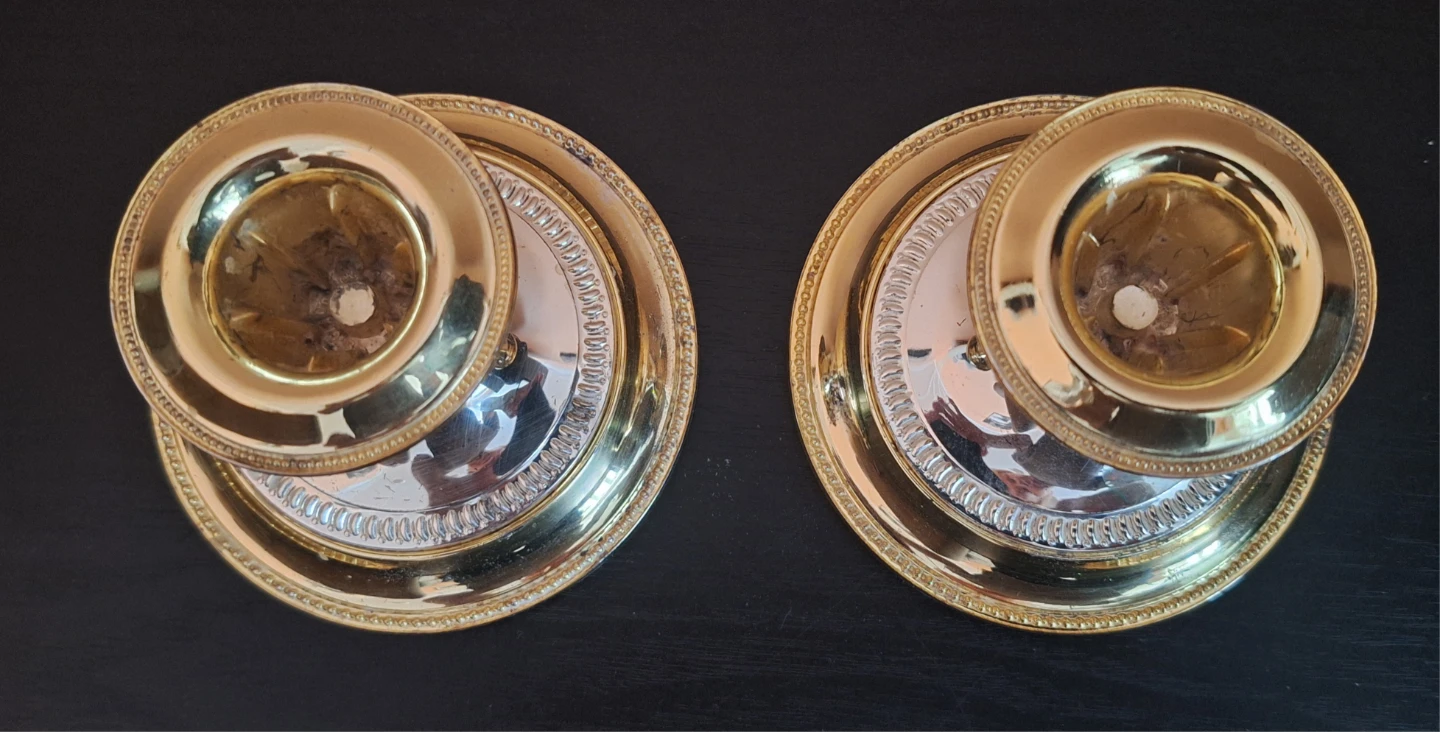 Vintage Gold & Silver Candlestick Holders (Pair) - photo 2