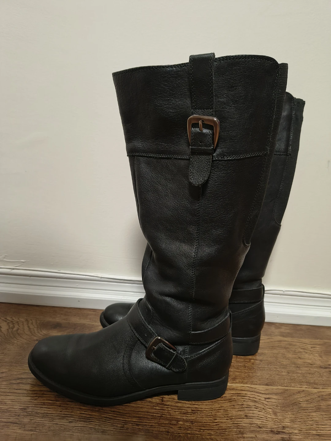 Denver Hayes Black Leather Riding Boots - Size 8