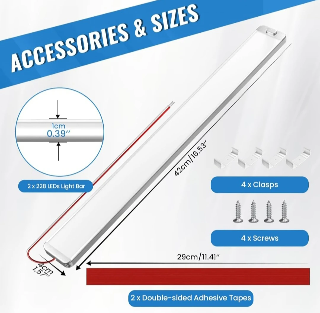 228LEDs 12V LED Interior Light Bar,10W 1500LM,6000K,DC ... - photo 3