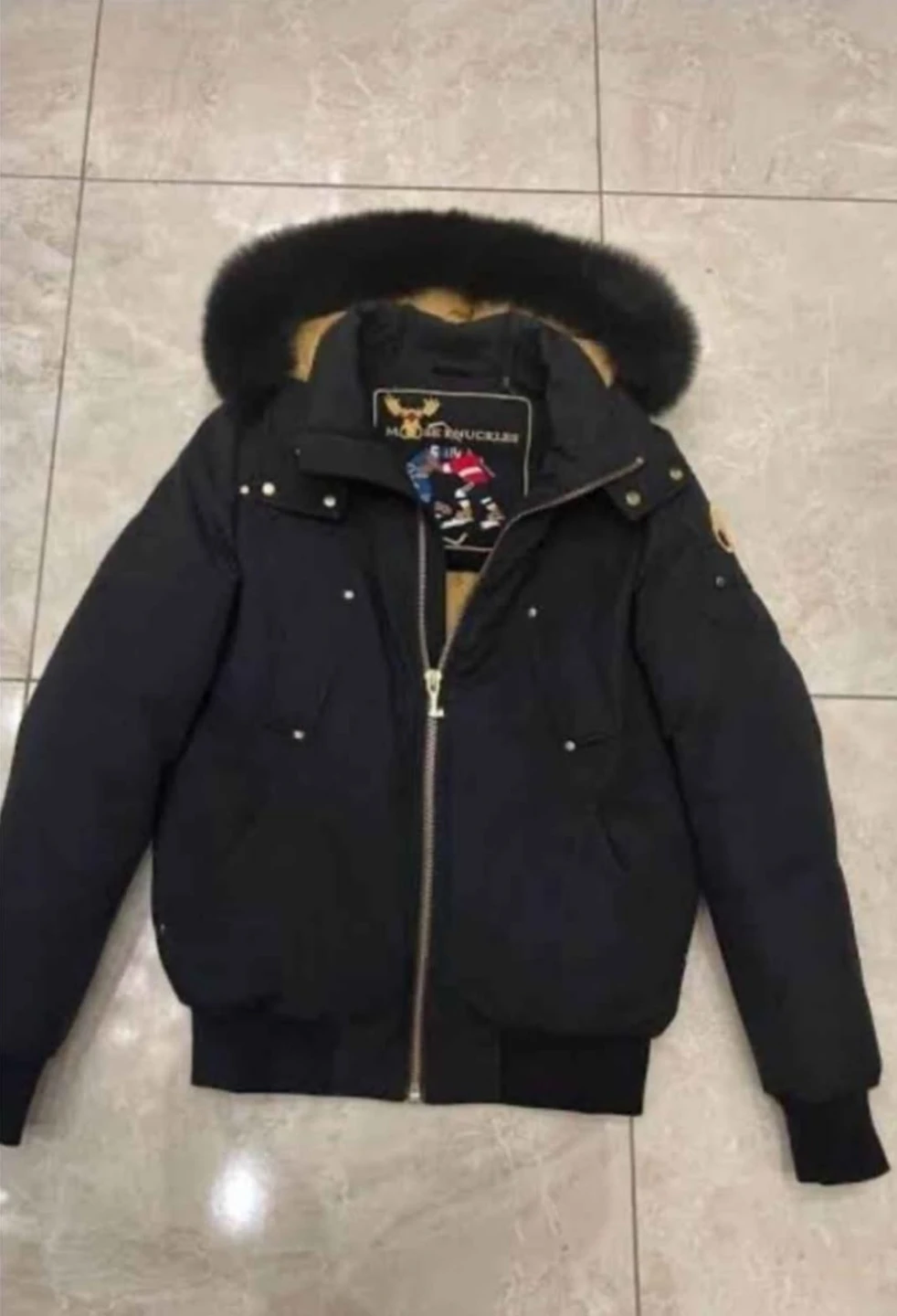 Moose Knuckles Black Bomber Jacket