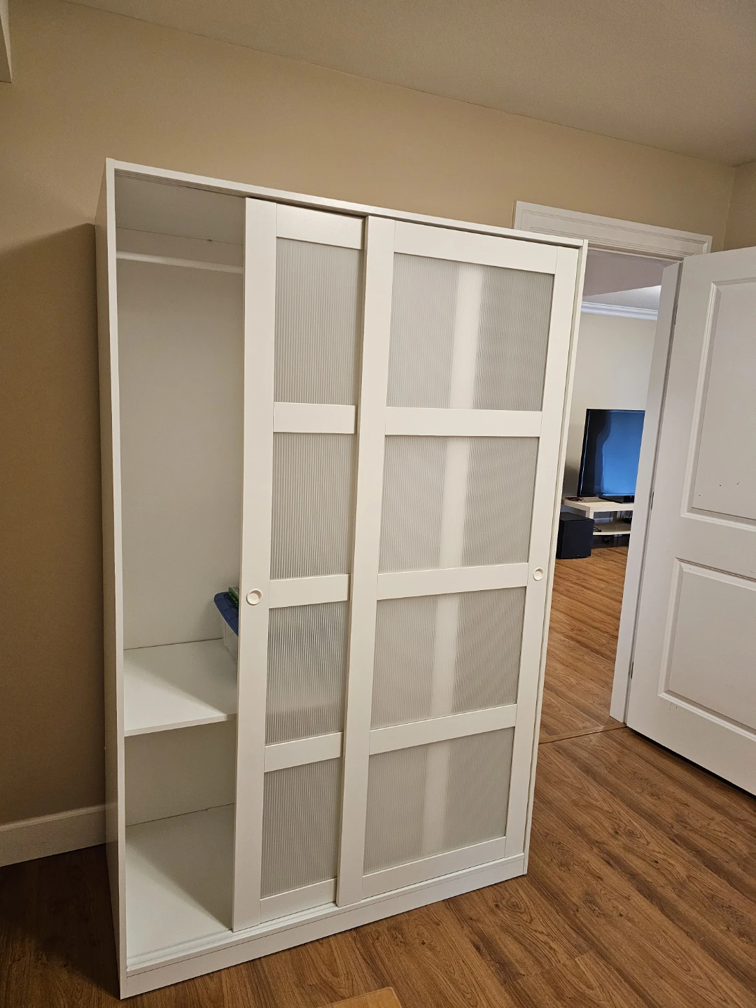 White Sliding Door Wardrobe/Armoire - photo 2