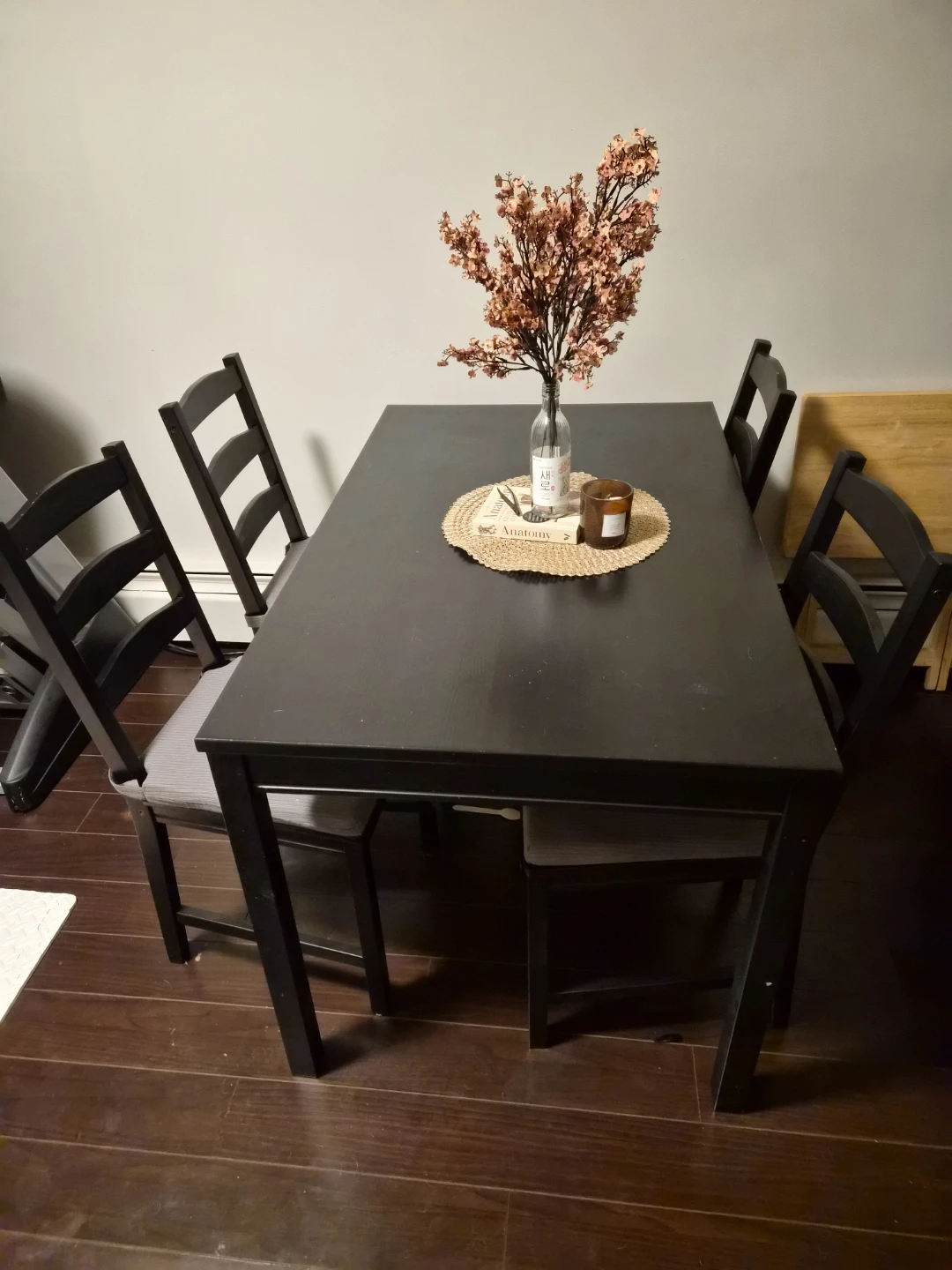 Black Dining Table with 4 Chairs