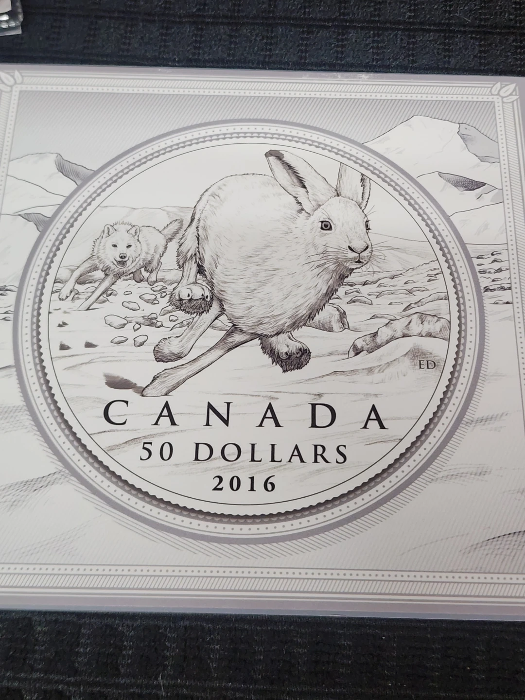 2016 Canada $50 Fine Silver Coin - Arctic Hare