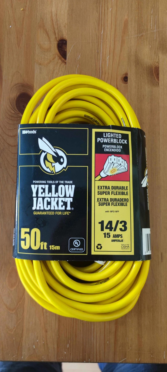 Woods Yellow Jacket 50ft 14/3 Gauge Extension Cord