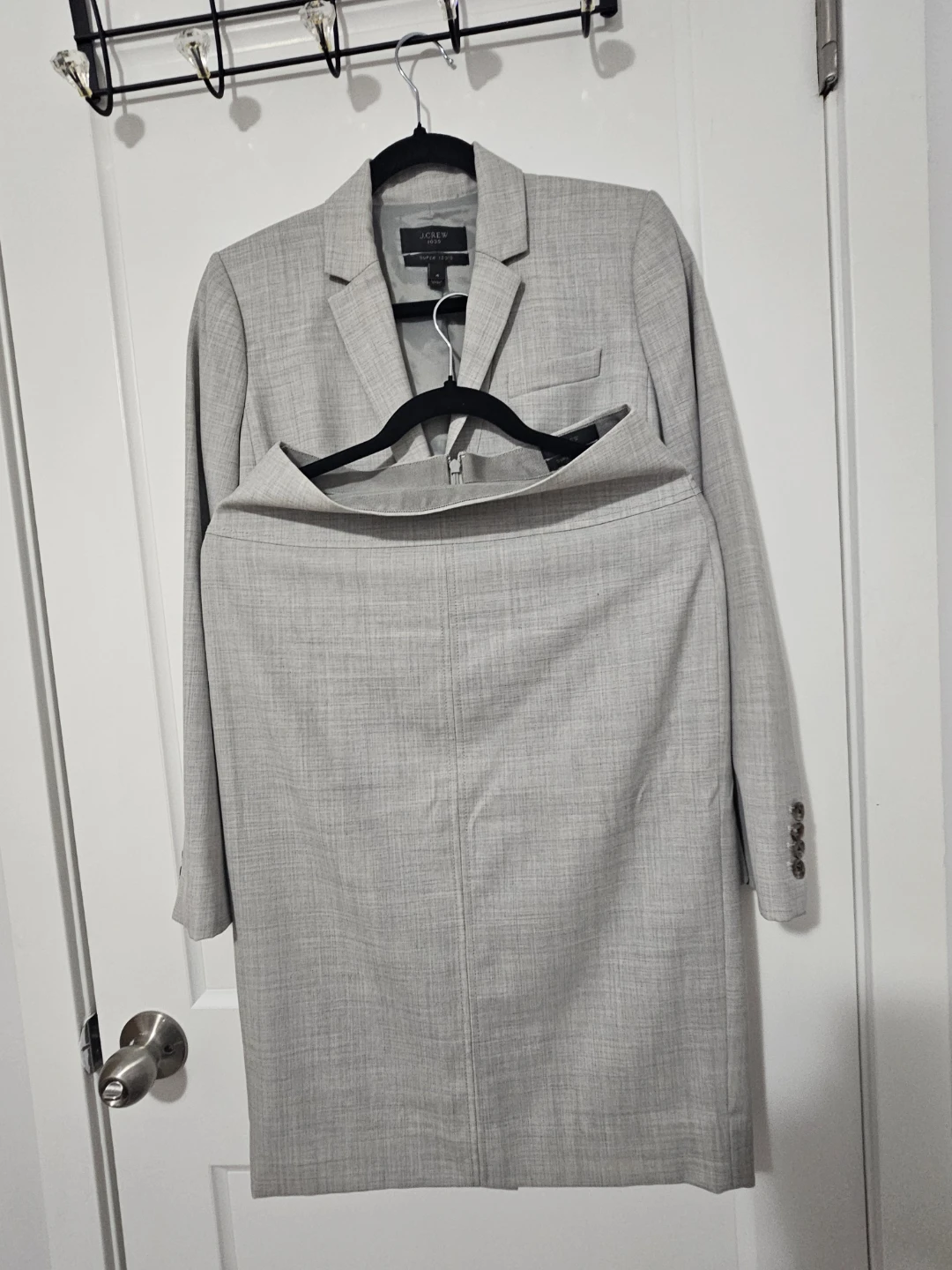J.Crew 1035 Light Grey Super 120's Blazer and Skirt Set - photo 5