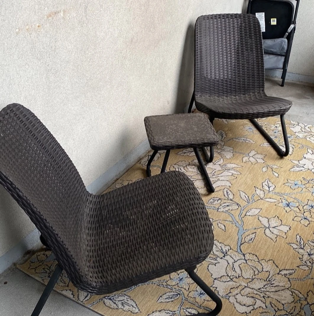 Wicker Patio Set - 2 Chairs & Table