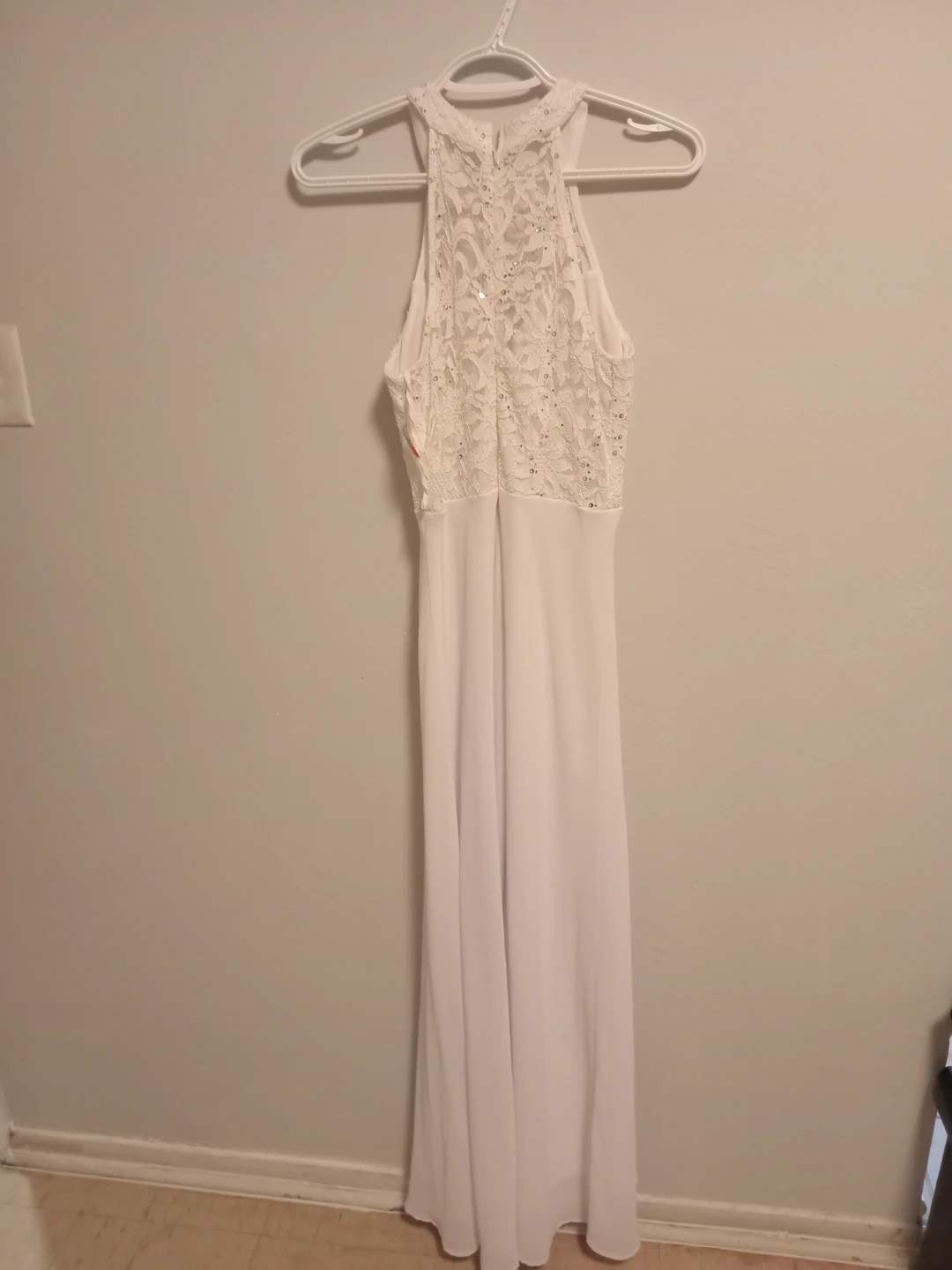 White Lace Halter Maxi Dress - photo 2
