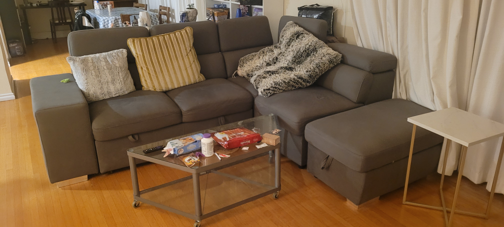 Grey Sectional Sofa with Ottoman