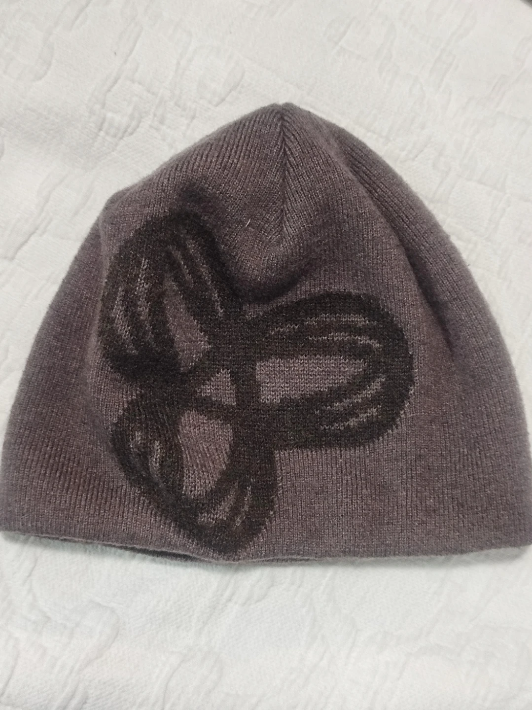 Brown Knit Beanie with Logo