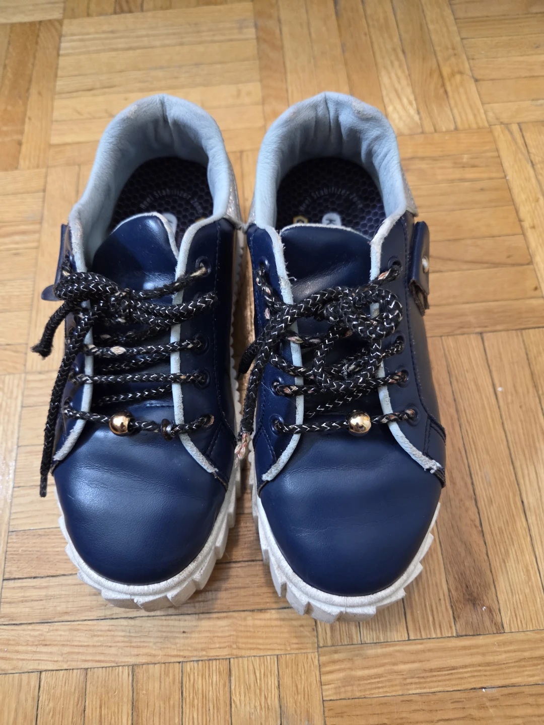 Blue Leather platform shoes