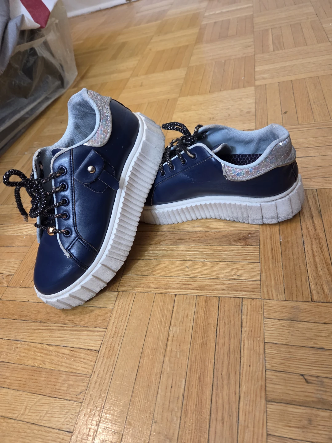 Blue Leather platform shoes - photo 3