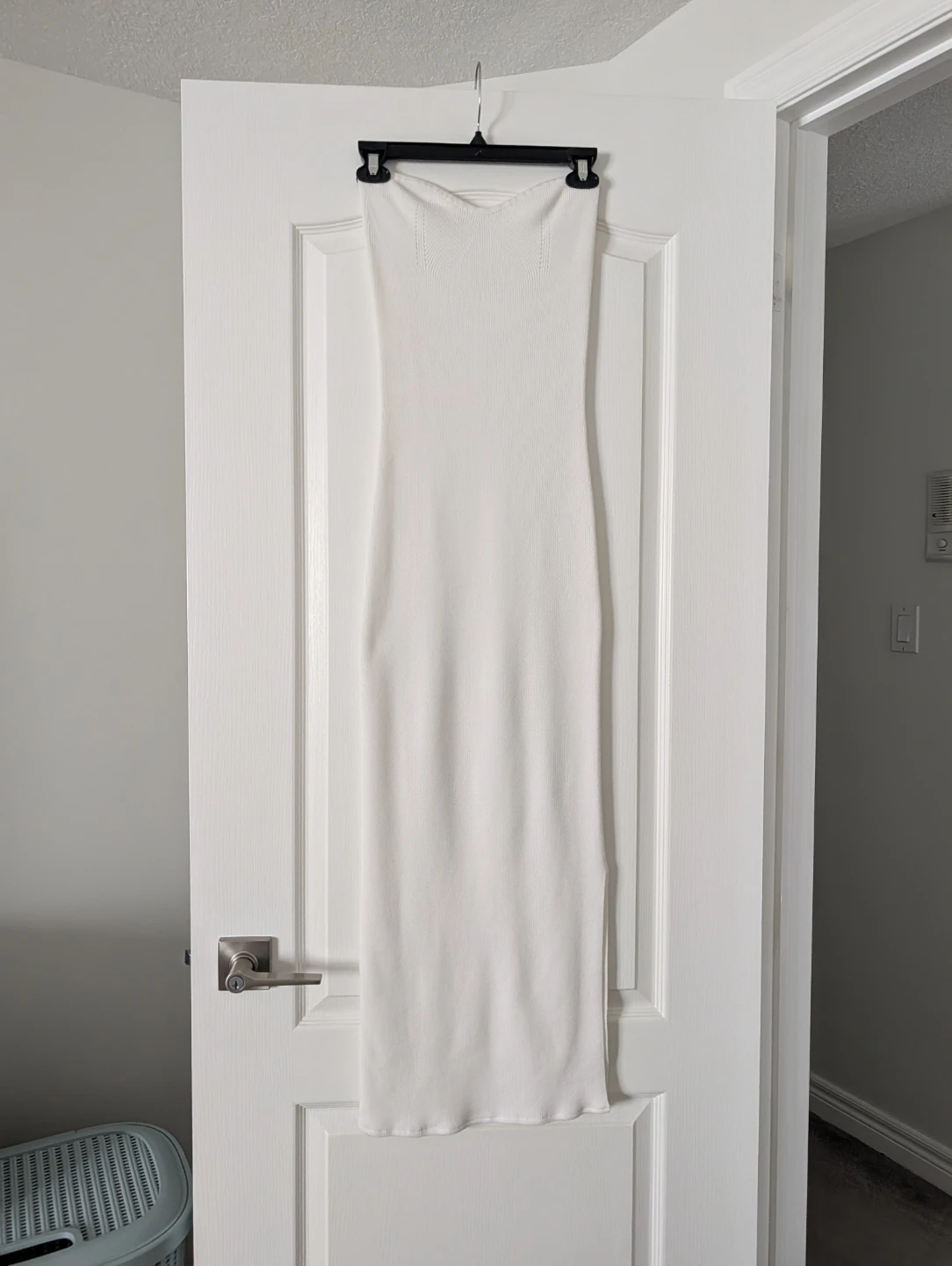 White Knit Maxi Dress with Side Slit