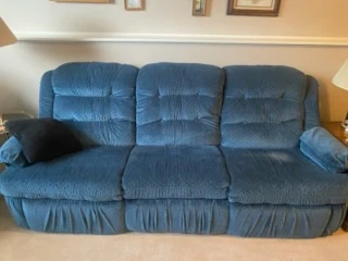 Blue Reclining Sofa