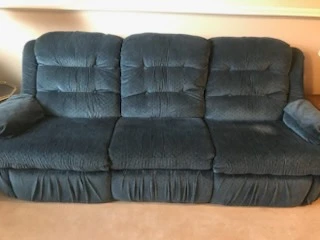 Blue Reclining Sofa - photo 3