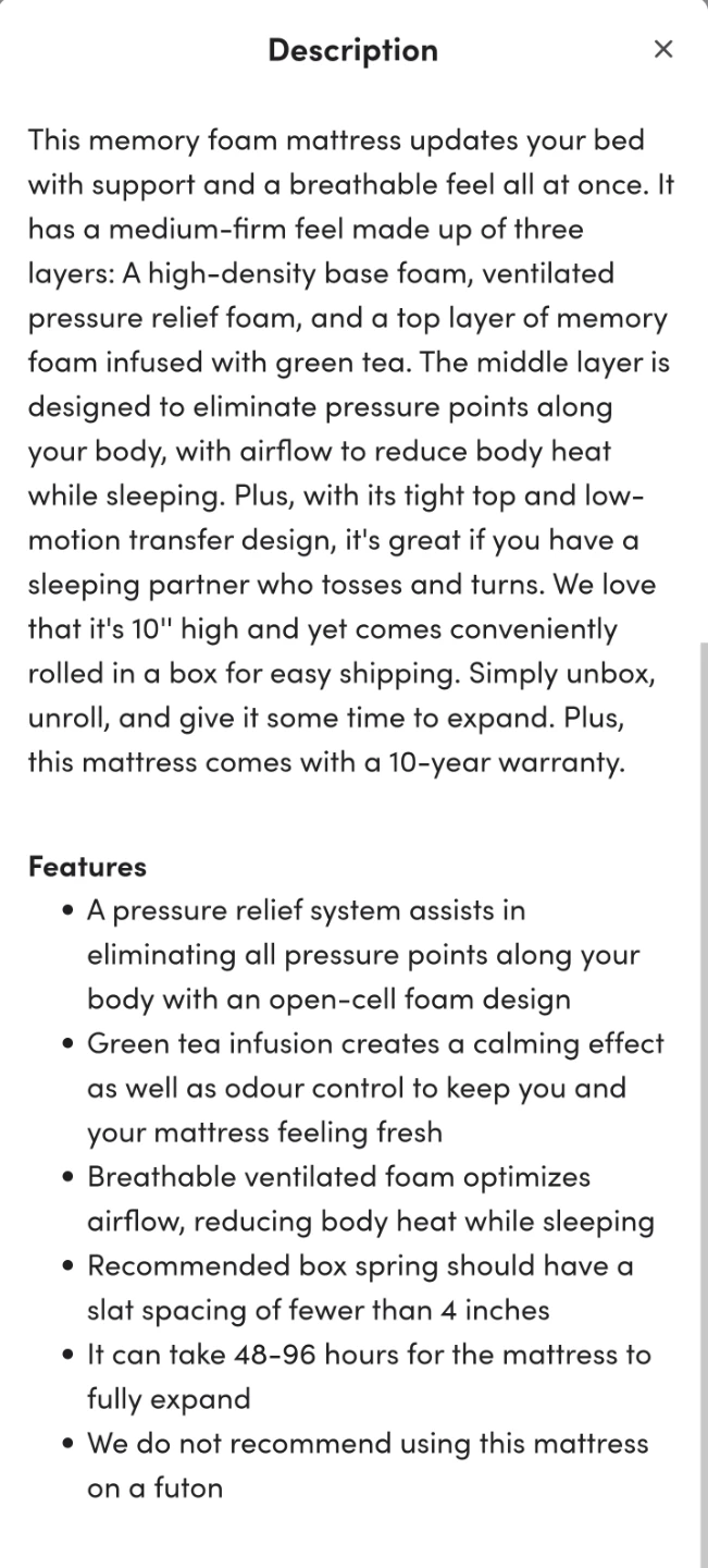 King Memory Foam Mattress - 10 inch - photo 2