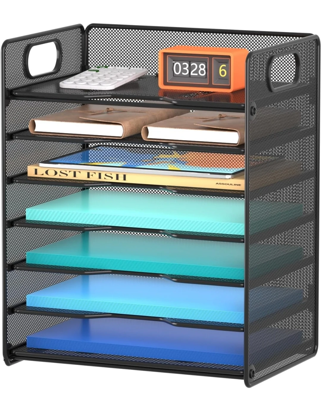 Black Mesh Desk Organizer with 7 Tiers - photo 2