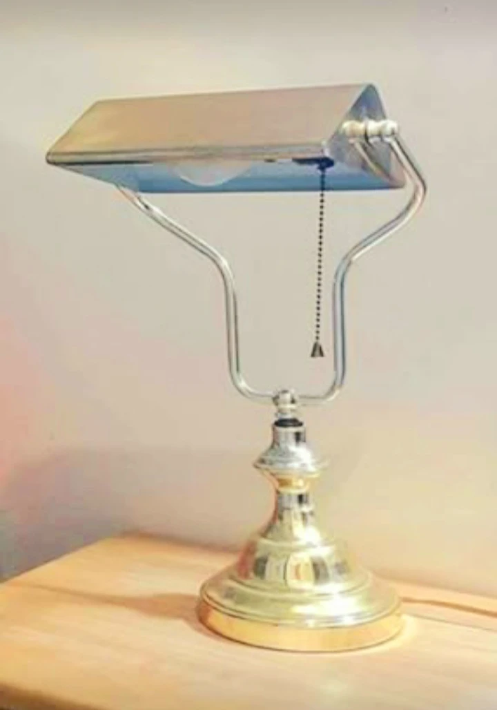 Polished Brass Banker Lamp