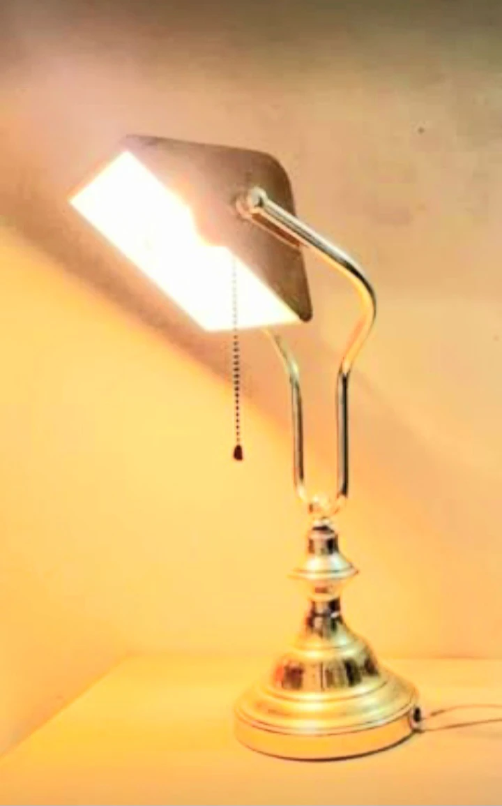 Polished Brass Banker Lamp - photo 5