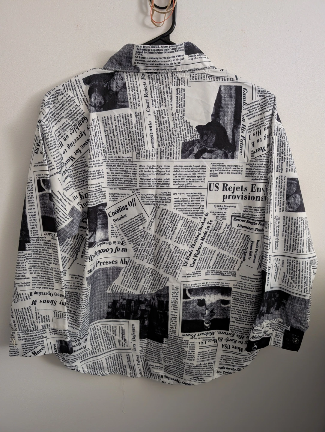 Newspaper Print Letter Print Long Sleeve Shirt Vintage Design - photo 2