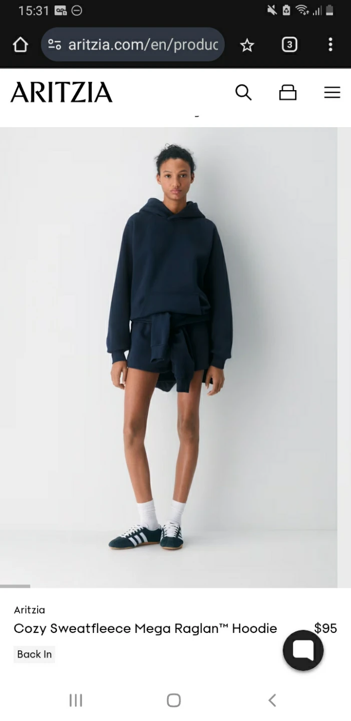 Aritzia Cozy Sweatfleece Mega Raglan Hoodie - Navy - photo 4