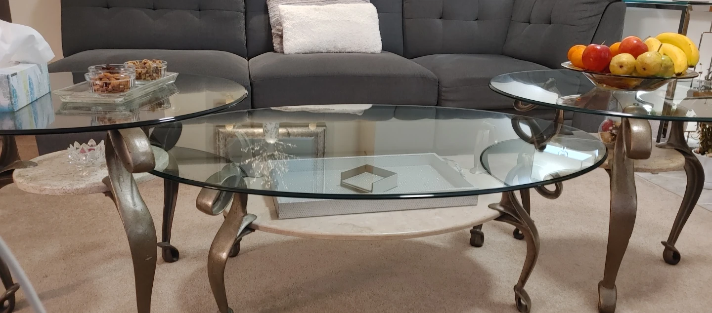 5 pcs Glass Top Coffee Table with Marble Shelf - photo 2