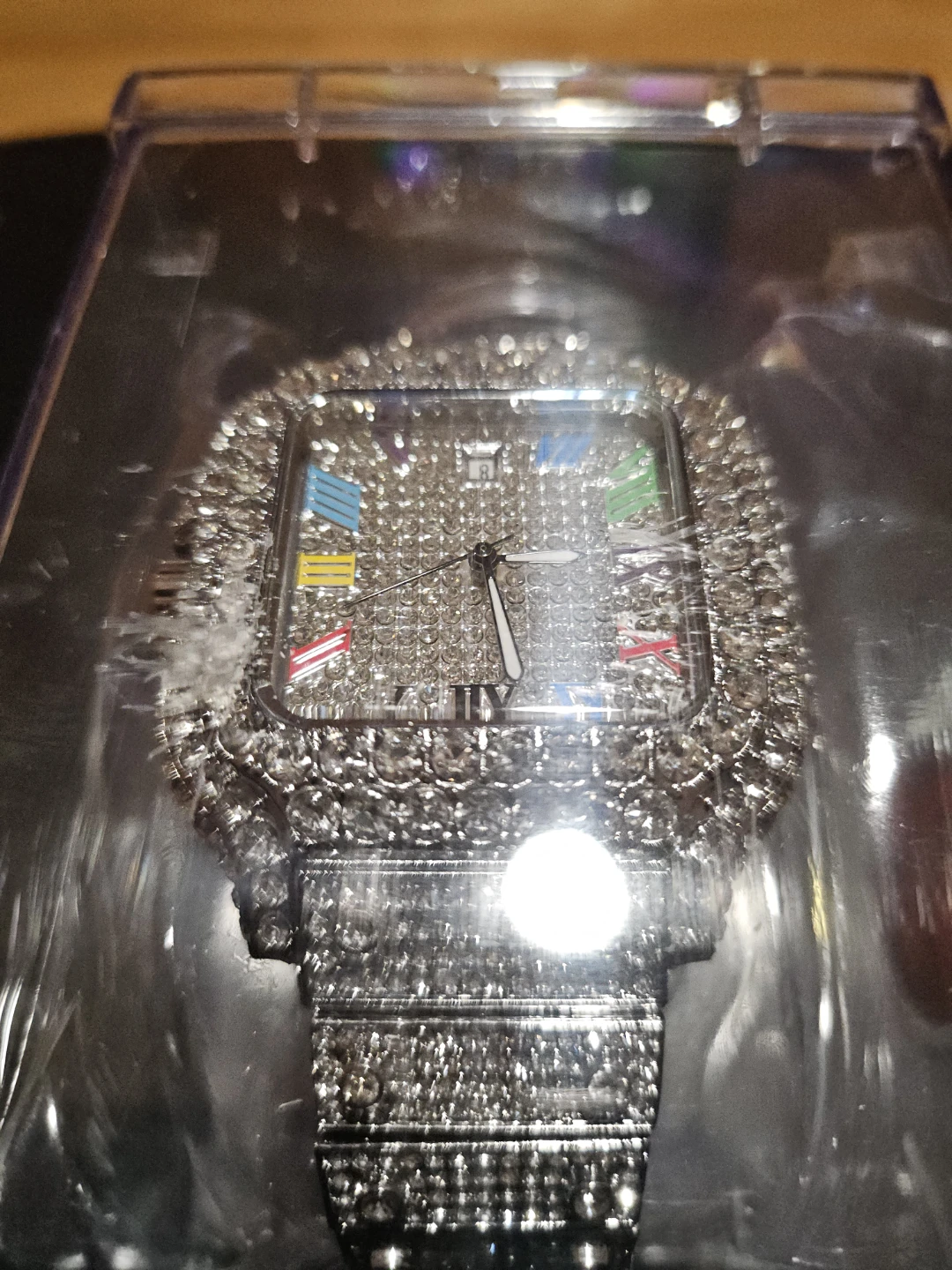 Iced Out Square Face Watch with Roman Numerals - photo 2