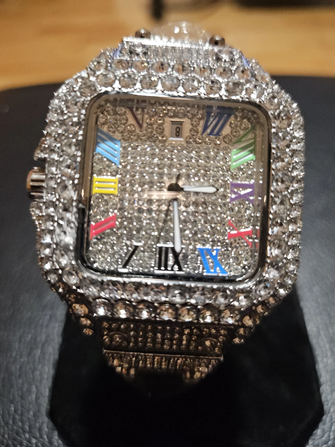 Iced Out Square Face Watch with Roman Numerals - photo 3