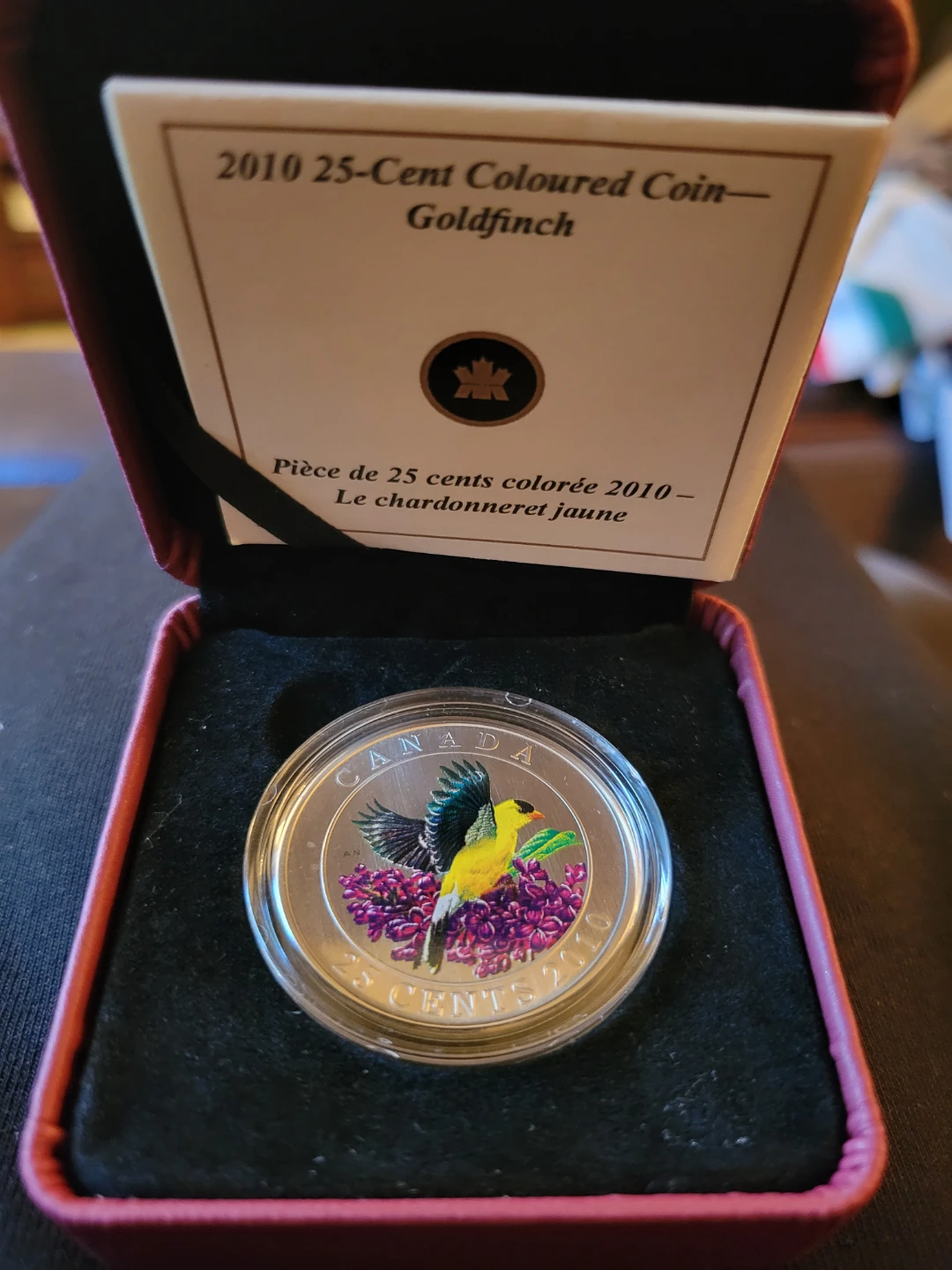 2010 25-Cent Coloured Coin - Goldfinch