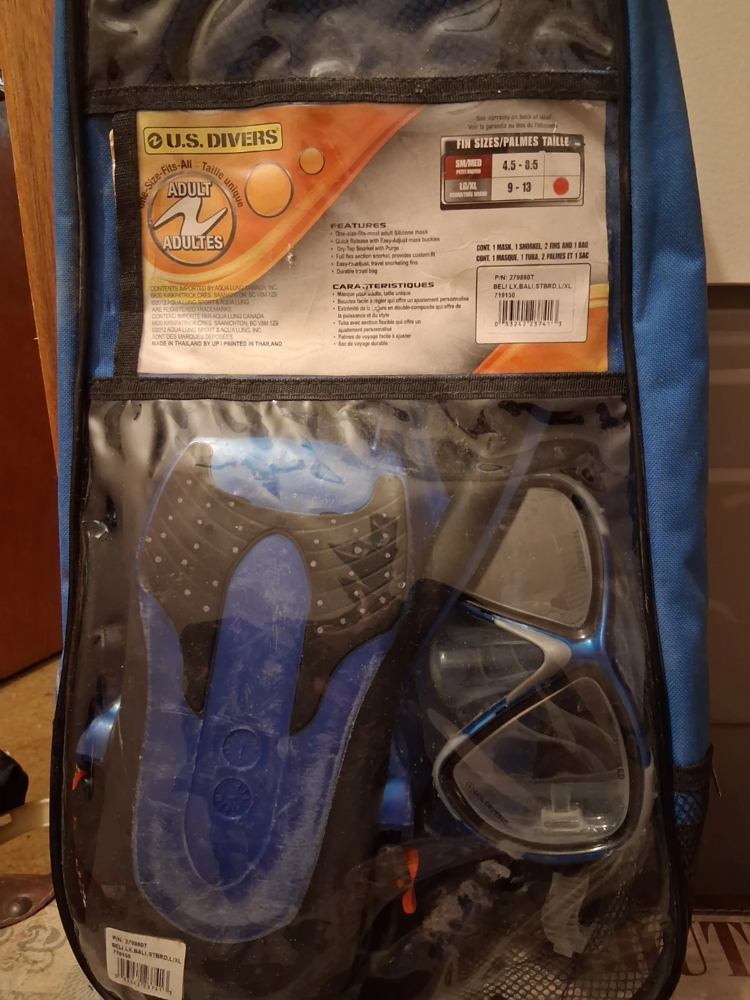 U.S. Divers Adult Snorkel Set with Travel Bag