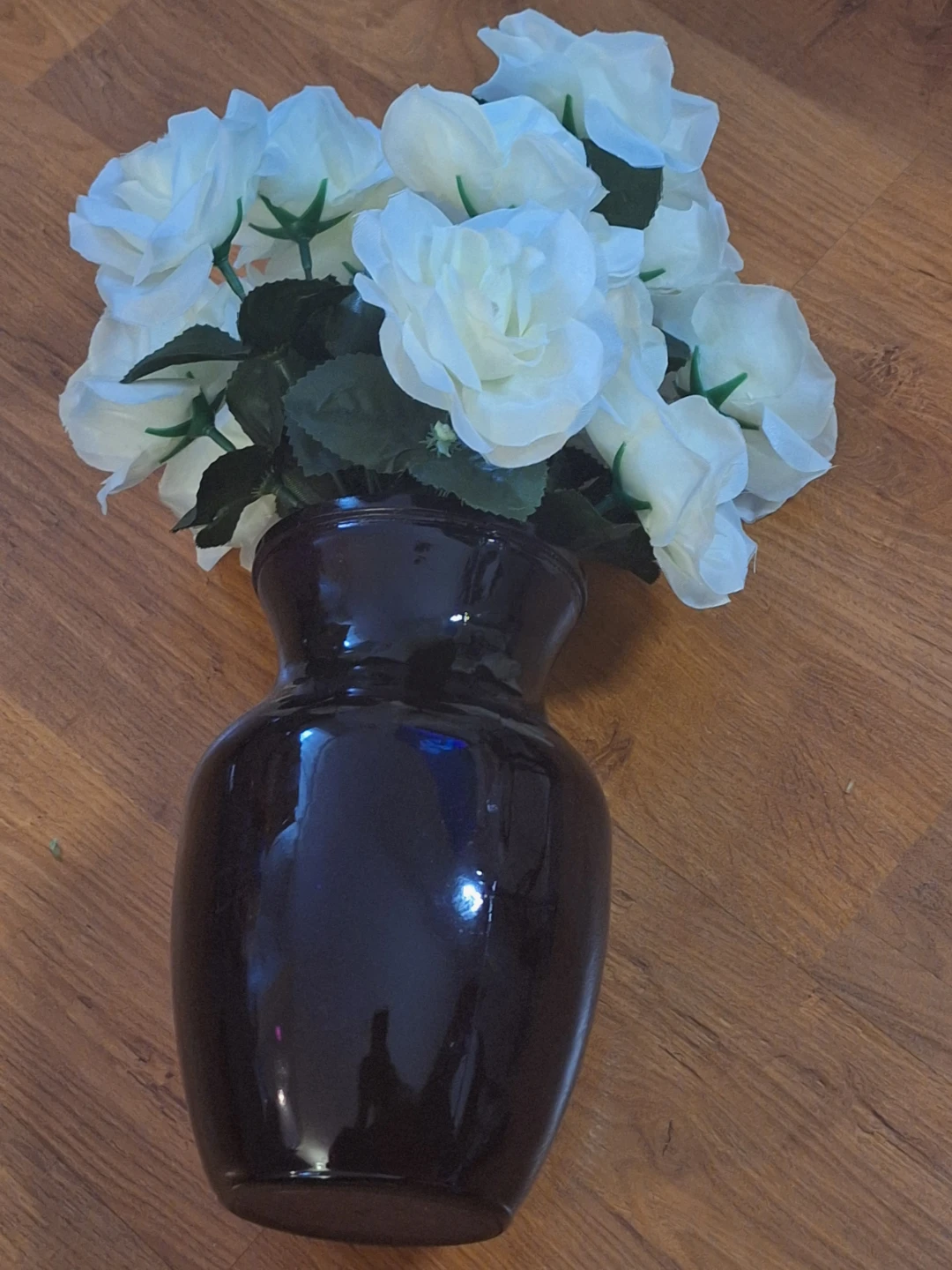 Purple Flower Vase with Artificial White Roses - photo 2