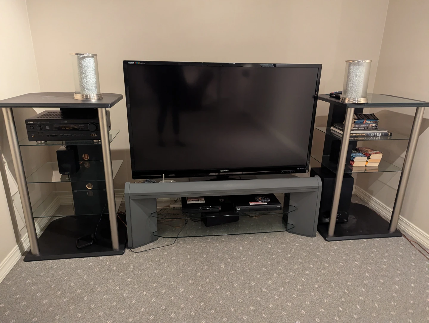 TV Stand with Glass Shelves 3 shelves