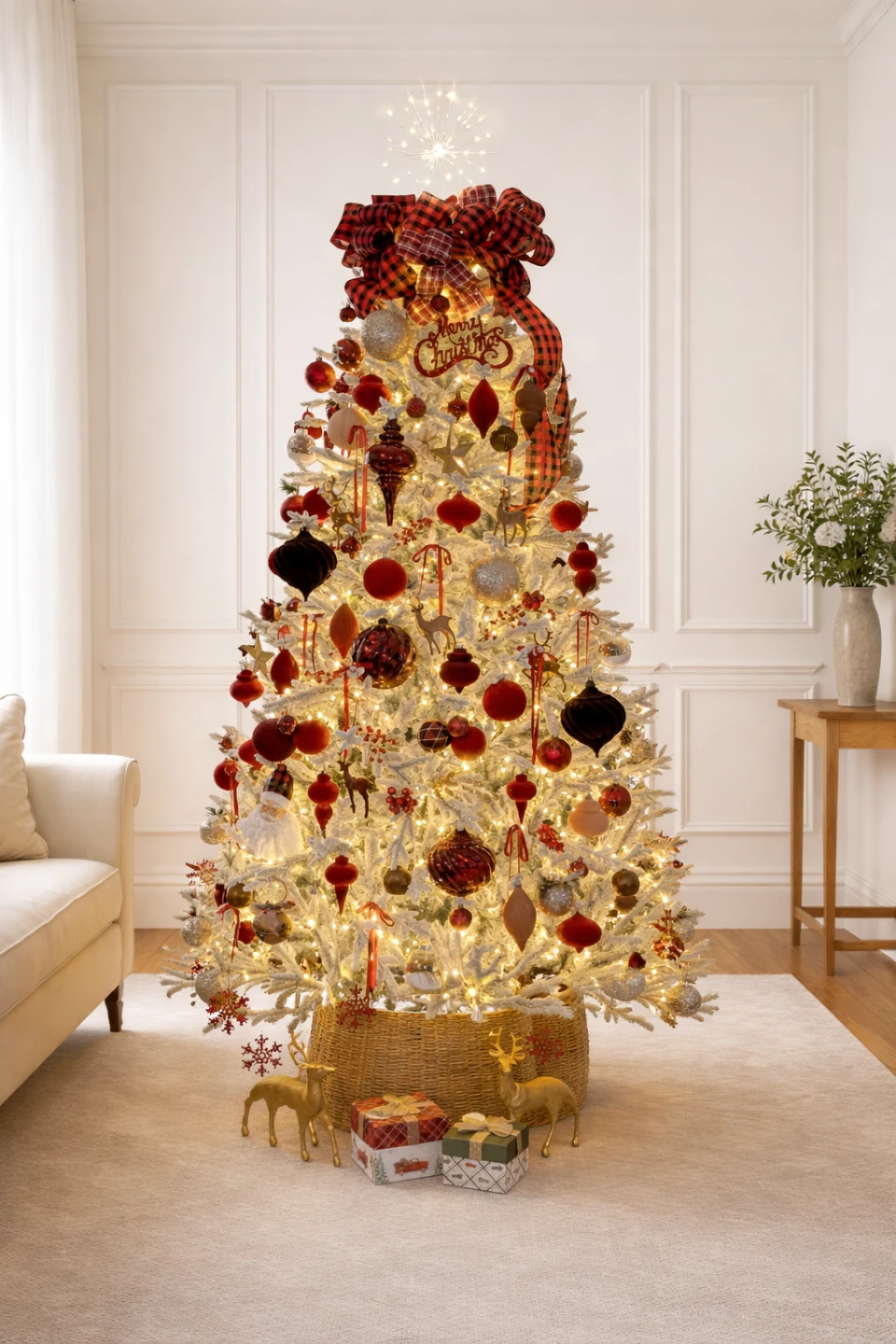 7.5 ft Flocked LED Pre-Lit Christmas Tree