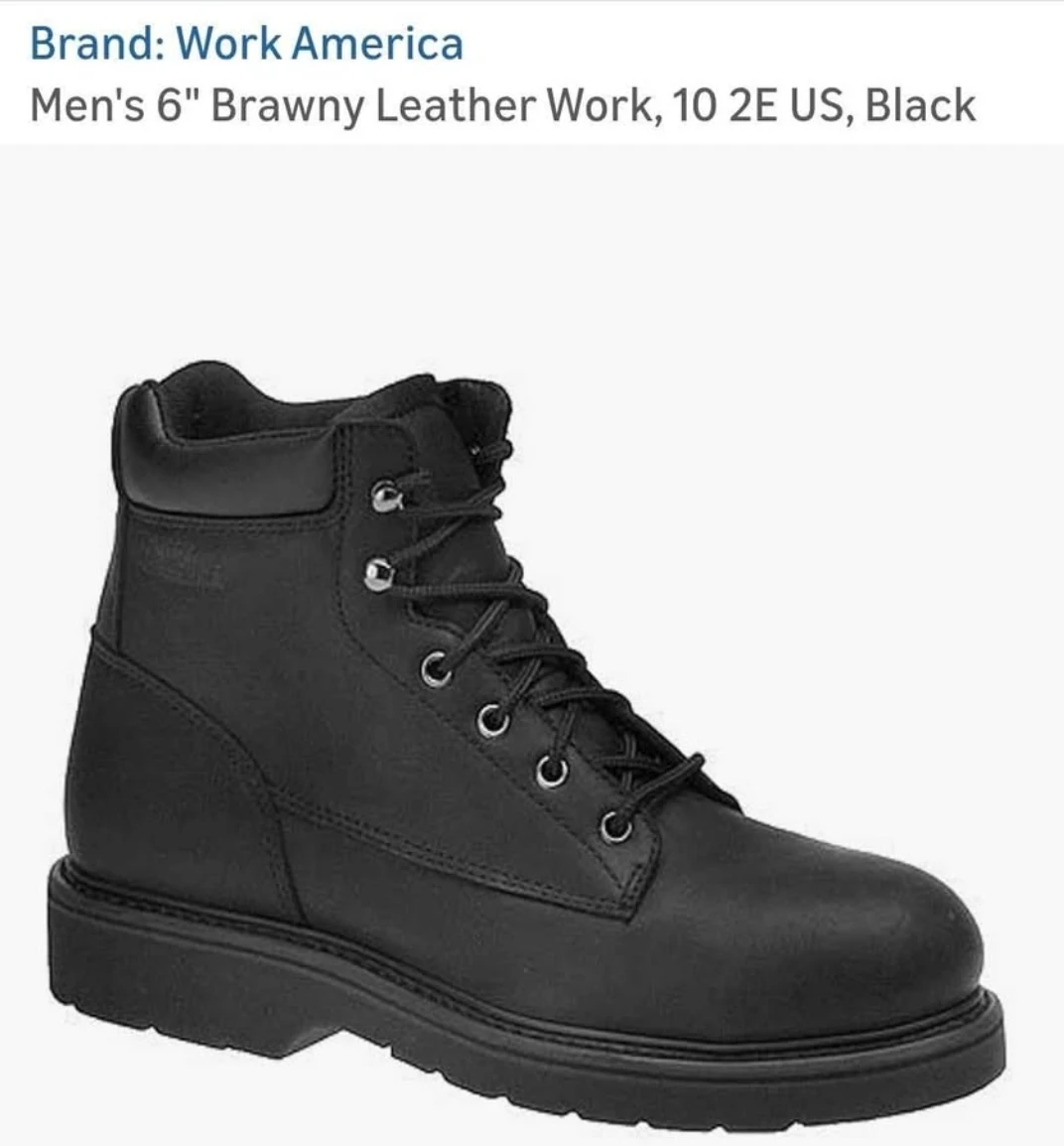 Work America Men's 6" Brawny Leather Work Boots - Black - photo 3