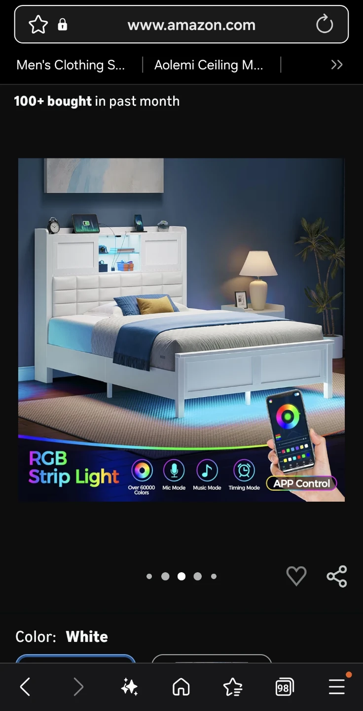 Rolanstar Twin Bed Frame w/ Charging Station - White - photo 2