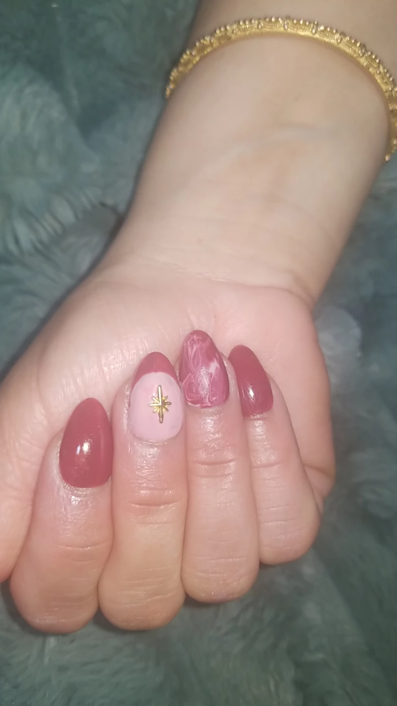 cute red marble nails