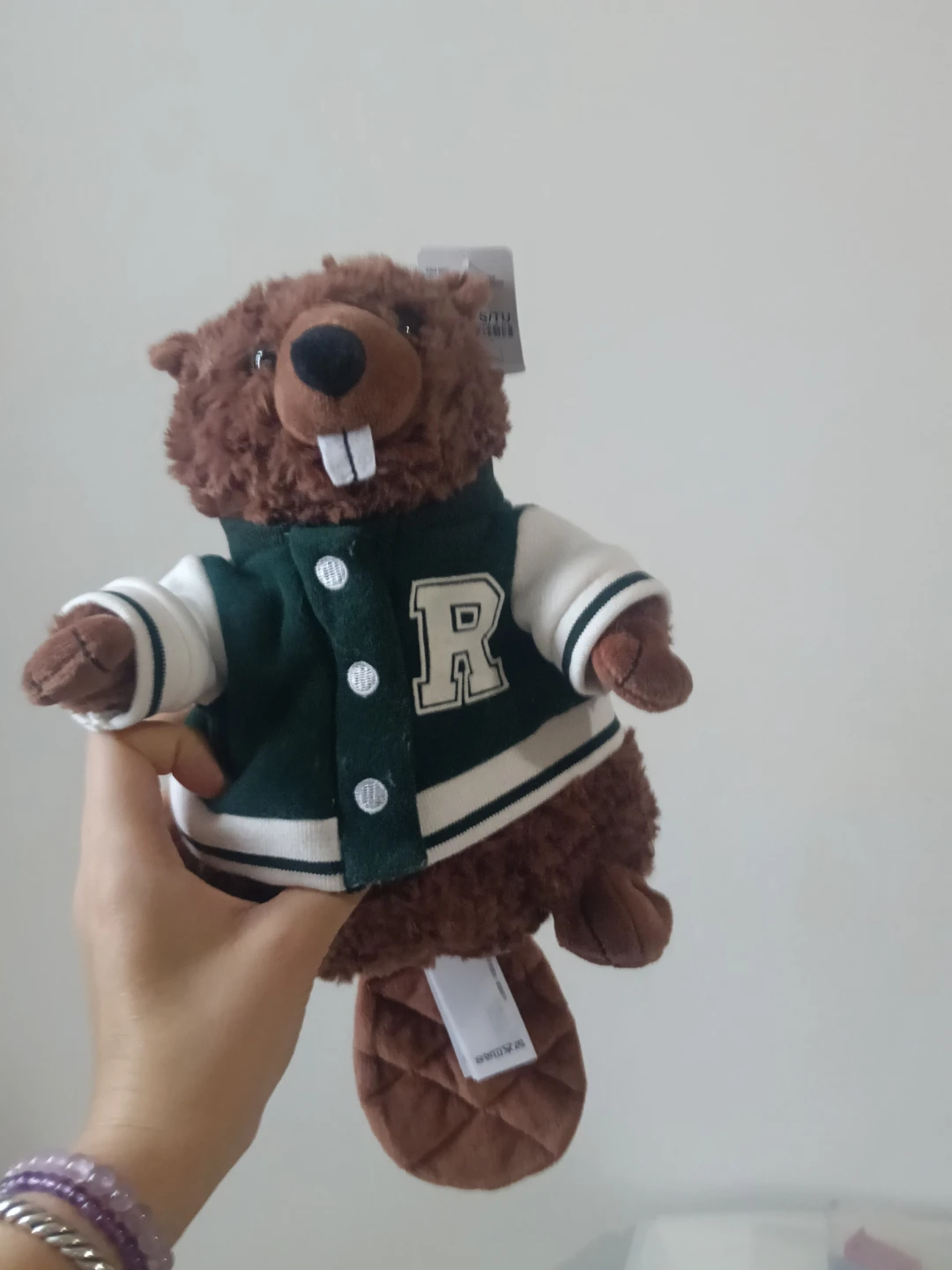 Plush Beaver Stuffed Animal with Varsity Jacket